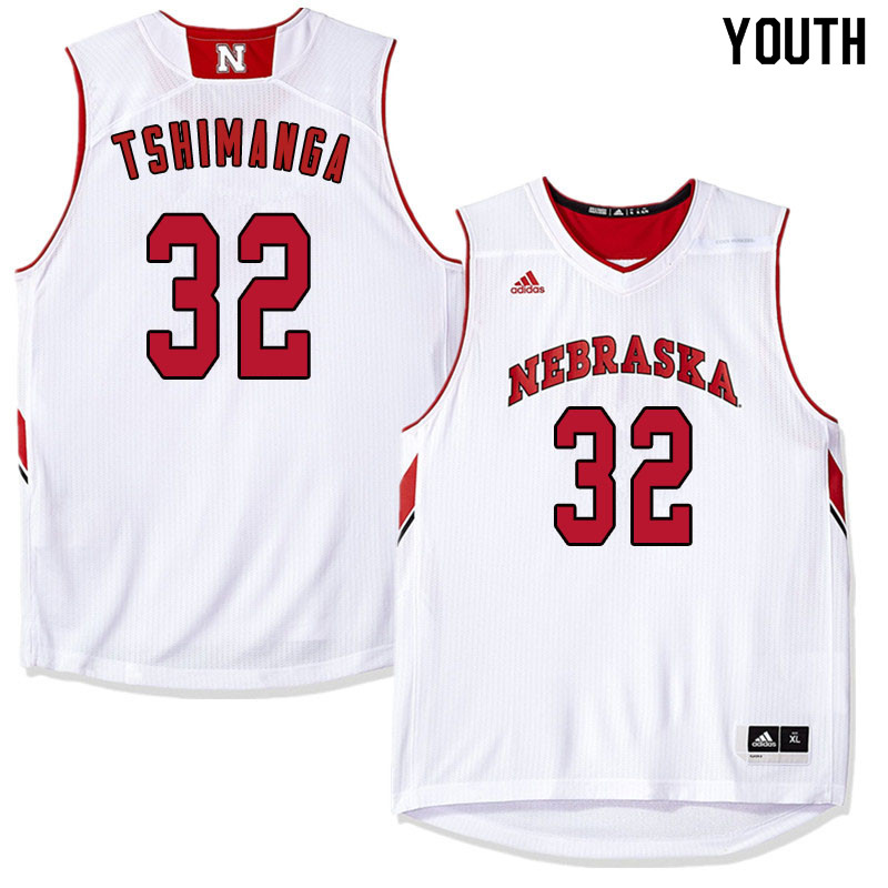 Youth Nebraska Cornhuskers #32 Jordy Tshimanga College Basketball Jersyes Sale-White